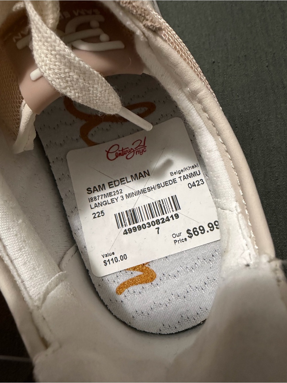 Sam Edelman Beige & Cream Suede Mesh Sneakers - Picture 4 of 4